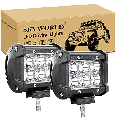SKYWORLD 2 Pcs LED Arbeitsscheinwerfer 4 Zoll 10 cm 18W Spot Strahler | Offroad Scheinwerfer Wasserdicht für SUV ATV Traktor LKW 4x4, 6000K Weiß Nebelscheinwerfer, Zusazuscheinwefer, Arbeitslicht