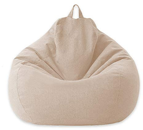 STTC Sitzsack Abdeckung aus Premium-Leinen, Riesen-Sitzsack-Hülle Outdoor Sitzsack Bezug ohne Füllung, Perfekte Passform für Country Interiors,Khaki,L