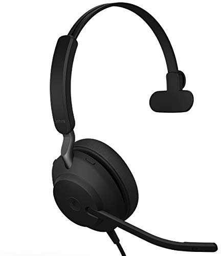 Jabra Evolve2 40 MS Wired Headphones, USB-A, Mono, Black – Telework Headset for Calls and Music, Enhanced All-Day Comfort, Passive Noise Cancelling Headphones, MS-Optimized with USB-A Connection