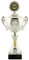 Pokal Award Turin in Silber/Gold mit hochwertigen Aluminium Emblem Krisenmanager und Aluminium Schild mit Wunschtext (44,5 cm)