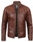 fjackets Cafe Racer Lederjacke für Herren, echtes Lammfell, Naturnarbenleder, Motorradjacken für Herren, Austin - Braune Lederjacke für Herren, L