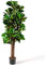COSTWAY Plante Artificielle avec Pot, Figuier à Feuilles de Violon Artificiel de 1,5m, pour la Décoration de la Maison, Bureau, Salle de Séjour etc.