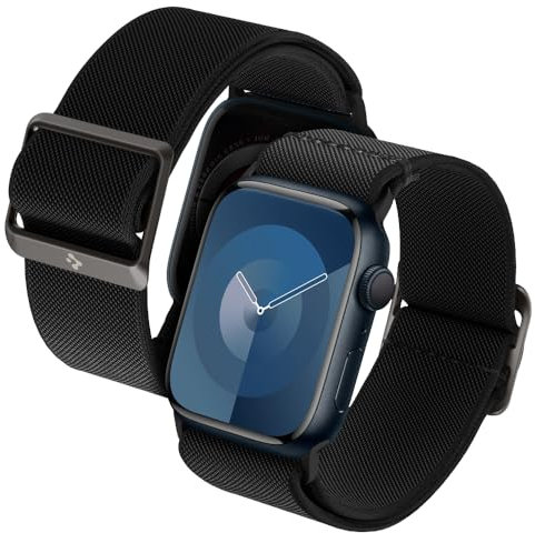 Spigen Lite Fit Armband Entwickelt für Apple Watch Ultra 2/1 49mm, Serie 10 46mm und Serie 9/8/7/6/5/4/SE 45mm,44mm - Schwarz
