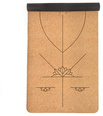Myga XL Kork Yogamatte | 200 cm x 70 cm | Rutschfest, Wäremeregulierend & Leicht zu Tragen – 6 mm Dicke | Ideal für Yoga, Pilates, Meditation & Fitnessübungen | Ausrichtungsmatte | Naturkork