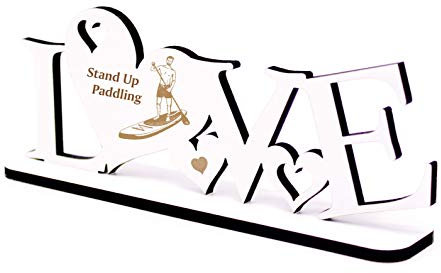 Deko Aufsteller LOVE mit Motiv - Stand Up Paddling SUP - Schriftzug 20 x 8 cm