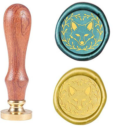 craspire Wax Seal Stamp Fox Kopf, Vintage Siegelstempel 25mm Austauschbarer Messingkopf Mit Holzgriff Für Umschlagkarten Basteln Sie Hochzeitsdekoration