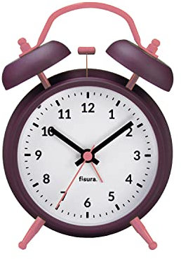 FISURA - Analogwecker ohne Ticken. Wecker mit Led-Nachtlicht. Zifferblatt 9 Zentimeter.11,7x5,5x16. Metall und ABS (Lila)