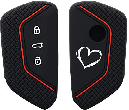 kwmobile Silicone Key Fob Cover Compatible with VW Golf 8 3 Button Car Key