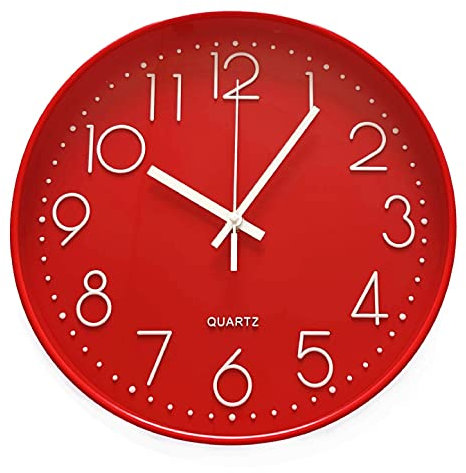 JZK 30 cm, moderne Wanduhr mit großen Zahlen, rund, geräuschlos, nicht tickend, Quarz-Wanduhr für Schlafzimmer, Wohnzimmer, Büro, Klassenzimmer, einfache Küche, batteriebetrieben