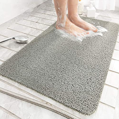 Bath Mat for Inside Shower,45x75cm Loofah Shower Mat Non Slip Anti Mould Antibacterial Soft PVC Bath Mat for Bathroom Wet Shower Areas
