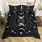 feelingyou Sonne Mond Bettwäsche-Set,Psychedelisch im Boho-Stil Bettwäsche Set 155x220cm,Schwarz und weiß Betten Set für Kinder Jungen Mädchen Teenager 2St.Reißverschluss Mikrofaser