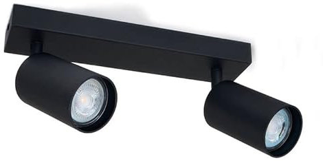 LumenTEC LED Deckenstrahler, LED Drehbar Deckenlampe, Wandstrahler 2-flammig, Schwarz, für GU10 Strahler, SPOTI (Schwarz 2-Flammig)