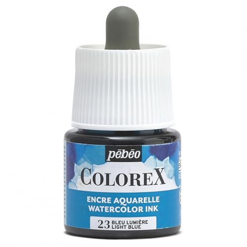Pébéo - Colorex Tinte, 45 ml, Hellblau – Colorex Tinte Aquarell Pebeo – Tinte blau – Tinte für Zeichnung mit mehreren Werkzeugen, 45 ml, Hellblau