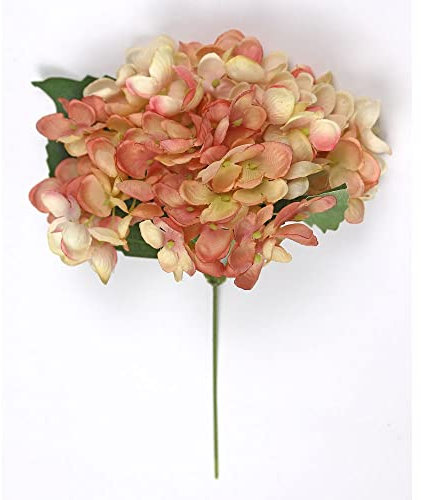 Generico Fiore artificiale ORTENSIA con foglie colore PESCA ROSA ANTICO
