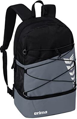 Erima Unisex Six Wings Rucksack mit Bodenfach, Slate Grey/schwarz, 1