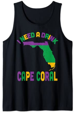 Mardi Gras Ich brauche einen Drink Cape Coral Florida Tank Top