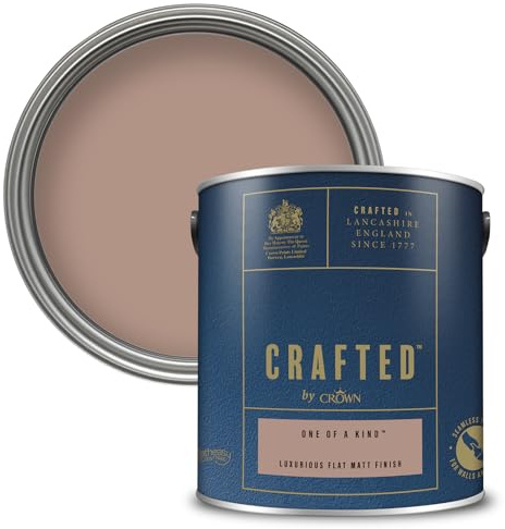 Crown CRAFTED One of a Kind Matt Emulsion Warm Mid Brown Paint 2.5L | Warm Mid Brown velvety flat matt finish for interior walls, ceilings & wood. Soft to touch, hides imperfections, low VOC