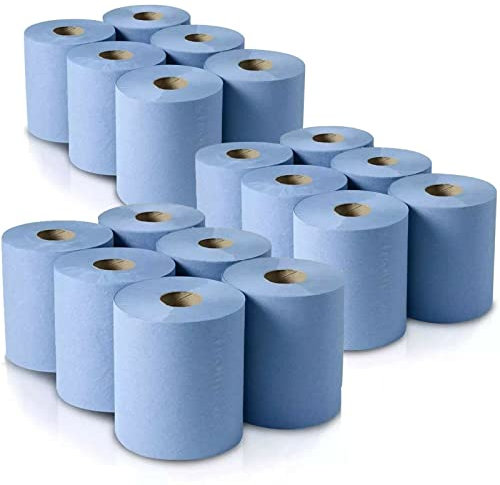 18 Pack Jumbo Workshop Hand Towels Rolls Centrefeed Blue Rolls Blue Recycled Paper Tissue Paper Roll 2 Ply Embossed Tissue Wipe Away Commercial & Kitchen Use