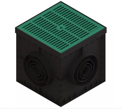 Desagüe de suelo para patios, caja de entrada, drenaje de patio, lluvia, 30 x 30 cm (rejilla de plástico verde)