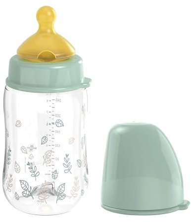 nip – Weithalsflasche | Babyflasche mit Ventil für optimalen Lufteinstrom und zwei Naturkautschuk-Trinksauger. Stillfreundliche Babyflasche aus robustem Material | Gr. S & M, 260ml, Türkis
