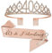 JurciCat 40 Geburtstag Frauen Deko Schärpe und Tiara Rose Gold Krone Geschenke 40. Geburtstag Frau für Birthday Party Decoration