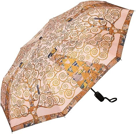 VON LILIENFELD Parapluie de poche Gustav Klimt Arbre de vie/L'attente Art Résistant au vent Ouverture-fermeture automatique Stable Léger Compact