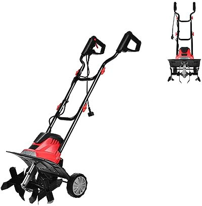 RELAX4LIFE Elektro-Bodenhacke 1200W, 22 cm Arbeitstiefe, 36 cm Arbeitsbreite, Gartenfräse Bodenfräse mit 4 Hackmesser, klappbarer Handgriff, Transporträder, 2-Punkt-Sicherheitsschalter