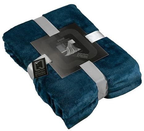 Quantum Interior by Maxland Extra weiche Kusheldecke Fine Flanaelldecke für Sofa Schlafzimmer Überwurf ca.150x200cm (Legion Blue)