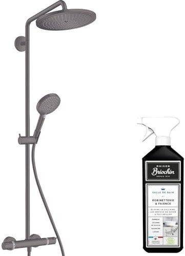 Colonne de douche thermostatique HANSGROHE Croma Select S 280 EcoSmart noir chromée brossée + nettoyant Briochin