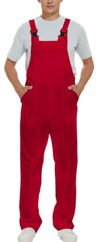 WORK IDEA Salopette da lavoro da uomo, Multi Pocket Technology, Colore: rosso, XL