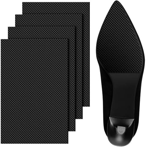 Flintronic 4 Stück Anti Rutsch Sohle, rutschfeste selbstklebende Gummipads, Schuhsohlen Protektoren, Schuhboden- und Fersengeräuschreduzierungsaufkleber für Alle Größen (Schwarz)