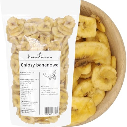 Chips De Banane Naturelles 500g – Croquantes, Dorées Et Gourmandes – Idéales Pour Collations, Desserts, Topping Yaourt Et Granola – Sans Conservateurs – Kuchnia Zdrowia