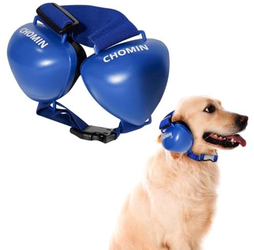 CHOMIN Hundeohrenschützer für Lärmschutz, 29dB NRR Hundeohrenschützer, Noise Cancelling Kopfhörer für Hunde, Hundeohrstöpsel zum Gehörschutz vor Donner, Staubsauger, Feuerwerk (Blau, Medium)