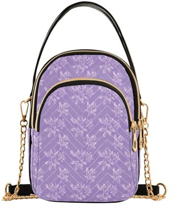 Mnsruu Purple Cactus Flowers Women's Crossbody Handbags Casual Chain Purse Leather Shoulder Bags for Ladies