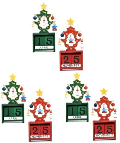 MAGICLULU 6 Stk Tischkalender weihnachtskalender Weihnachts-Countdown-Kalender Blockkalender weihnachtsdekoration ornamente Hochzeitskalender aus Holz hölzern Bambus
