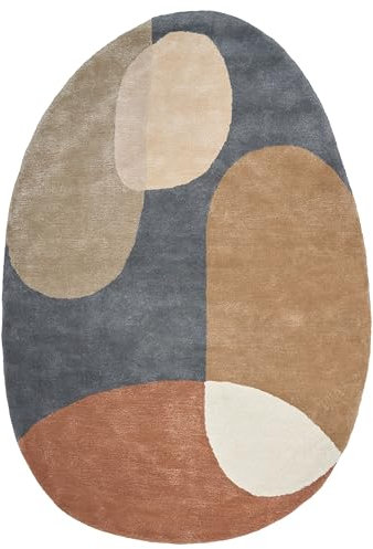 Teppich Viskose mehrfarbig/bunt 160 x 230 cm unregelmäßige ovale Form Kafar