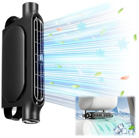 L'ultima ventola del seggiolino auto, doppia progettazione turbo forte vento, ventilatore dello schienale dell'automobile USB regolabile a 3 velocità, adatto a tutte le jeep e camper auto (Nero)