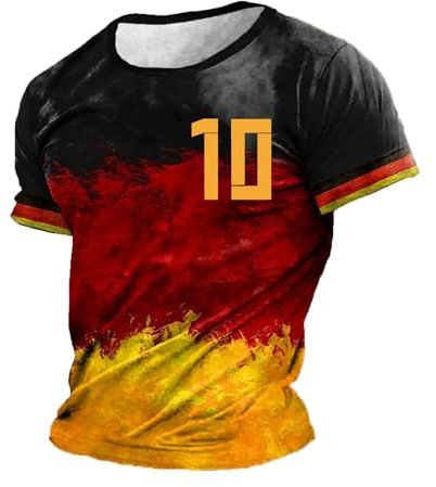 Deutschland Herren T-Shirt EM 2024 Fußball Trikot mit Nummer Tshirt Deutschland Fanartikel T-Shirts für Herren Kurzarm Rundhals Sommer Jacke
