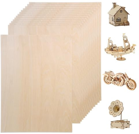 14 láminas de madera contrachapada A4 de 3 mm, 300 x 200 mm, madera para manualidades, madera de tilo, madera contrachapada, placas finas de madera para pintar, pirograbado, corte láser, manualidades,