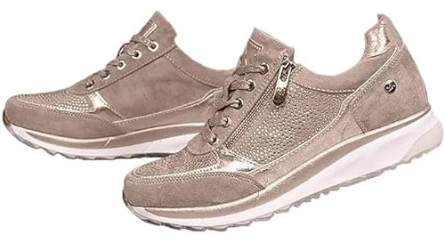 ortopediska sneakers med dragkedja, lediga sneakers med plantar valvstöd för kvinnor, bekväma slip-on tennisskor, Färg: grå, 40 EU