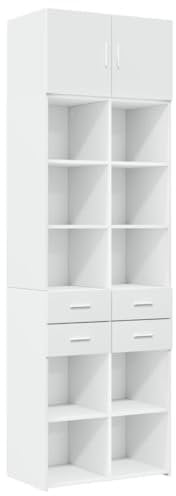 vidaXL Hochschrank Weiß 70x42,5x225 cm Holzwerkstoff, Schrank hoch, Seitenschrank, Badschrank, Schränke hoch, Seitenschränke, Badschrank hoch