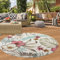 Teppich-Traum Teppich für Balkon Flur Wohnzimmer wetterbeständig floral Hoch Tief Effekt Outdoor türkis bunt 120 cm Rund