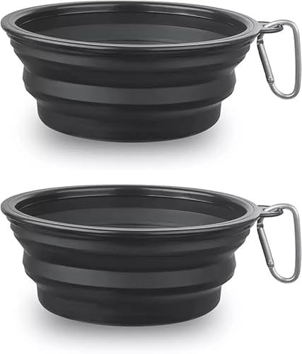 OOYES 2 Pack Dog Collapsible Bowl,Pet Silicone Food Bowl Small,Collapsible Dog Bowls,Travel Dog Bowl,34oz Portable Water Bowl for Dogs,Foldable Dog Bowl,Cat Travel Food Bowls Easy to Carry, Save Space