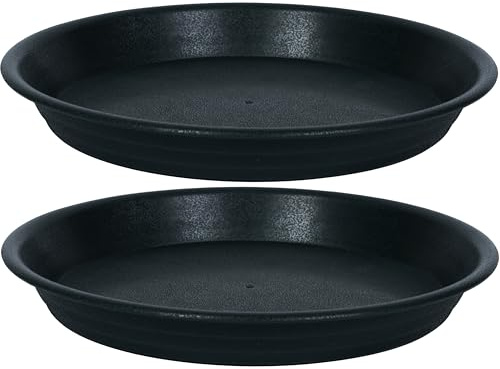 MSKIAUO 2 Stück 40,6 cm Pflanzen-Untersetzer (35,6 cm Boden), Vogeltränke, Kunststoff-Blumentopf-Untersetzer und Tropfschalen für drinnen und draußen, robuste Pflanzplatte, Wasserfänger (40,6 cm