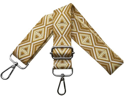 Verstellbarer Schultergurt für Taschen Taschengurte zum Wechseln, Umhängegurt für Taschen, Schulterriemen 3.8cm Breite mit Silber Karabiner Taschenband für Damen Handtaschen, Gelb, M9