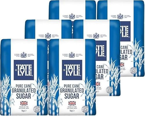 Tate & Lyle Granulated Sugar 1kg (Pack of 6) | Pure Cane Sugar for Baking, Cooking & Beverages | Perfect for Everyday Use
