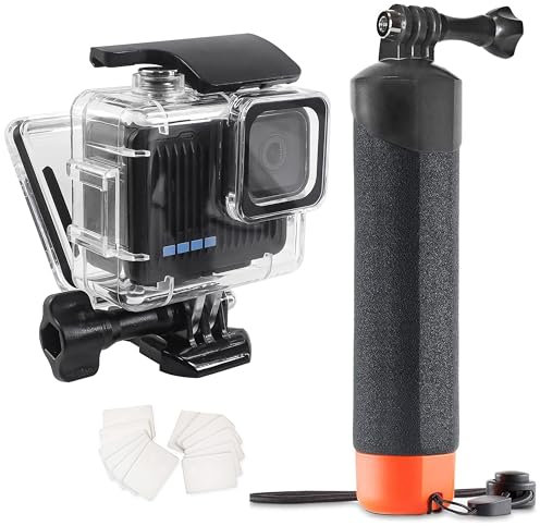 FitStill Custodia subacquea impermeabile 45 M/148 piedi con filtro sommergibile per Go Pro Hero 4K (2024), impugnatura galleggiante monopiede per Hero 4K 2024