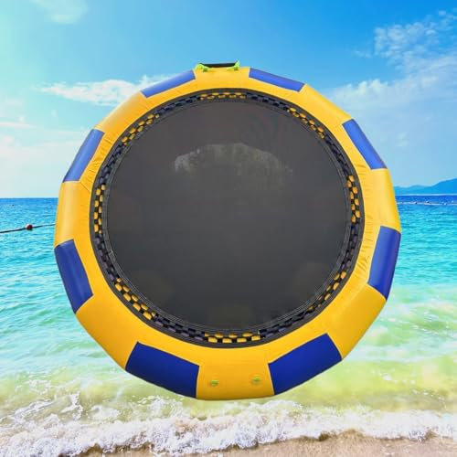 Dxysyldrun Trampoline Aquatique Gonflable pour Piscine, Trampoline Aquatique De Loisirs, avec Échelle en Corde À 3 Marches, pour Adultes Et Enfants,13ft