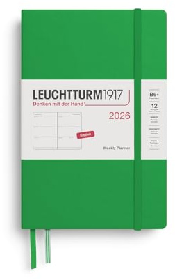 LEUCHTTURM1917 372718 Wochenkalender Paperback (B6+) 2026, Spring Leaf, Englisch