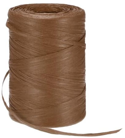 M METERXITY Raffia Yarn 328 Yards 5mm Flat String, Dark Brown | Raffia Paper Craft Ribbon, for Crochet, for Gift Wrapping, DIY, Sun Hats Bags, Holiday Decor, Packing Paper Twine